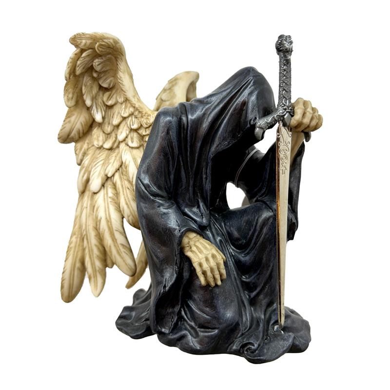 Gothic Angel of Death Statue - Reaper with Sword Ornament Halloween Decor