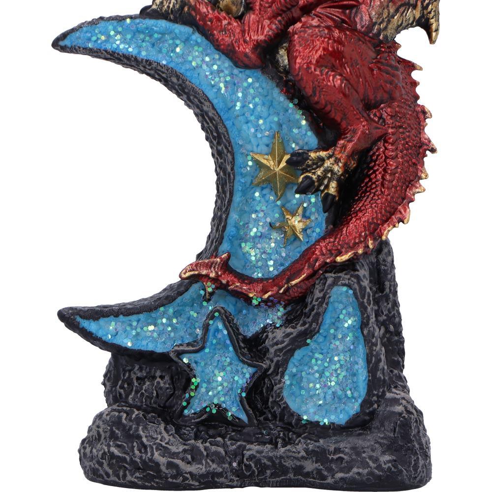 Crescent Moon Dragon Statue Fantasy Figurine Gothic Mythical Creature Art Decor