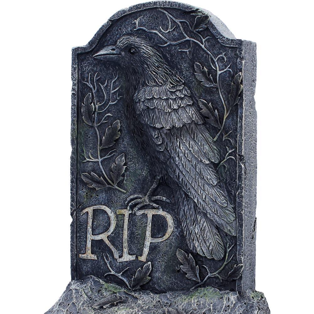 Gothic Raven Gravestone Ornament RIP Tombstone Crow Statue Halloween Decor