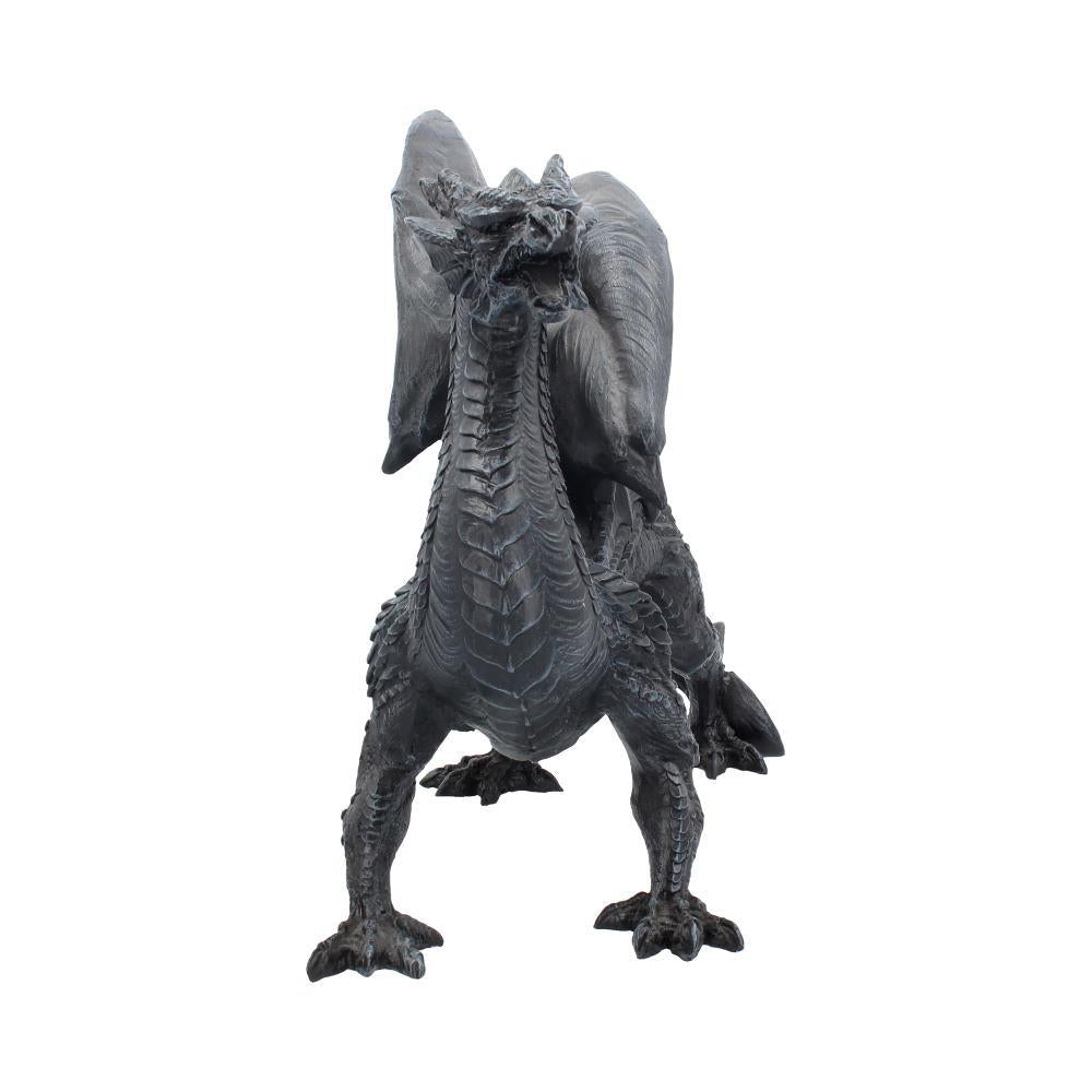 Dragon Watcher Obsidian Statue Dark Fantasy Decor Gothic Collectible Figurine Art