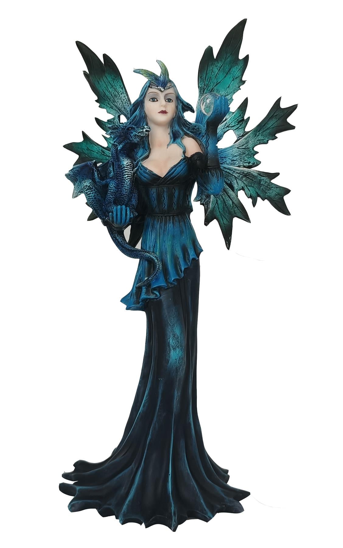 Midnight Fairy and Dragon Figurine Gothic Fantasy Statue Mythical Ornament