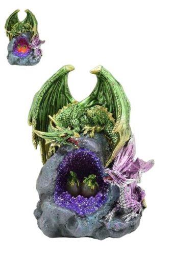 Enchanting Dragon with LED Light | Mystical Fantasy Decor | Unique Dragon Egg Sculpture | Resin Collectible Ornament