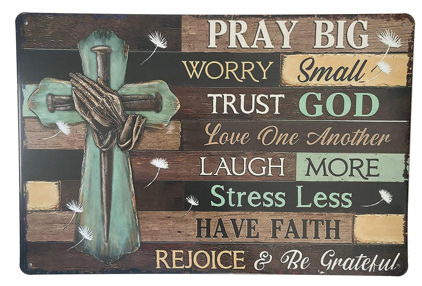 Rustic Farmhouse Metal Sign Sunflowers Red Truck Just Have Faith Wall Plaque