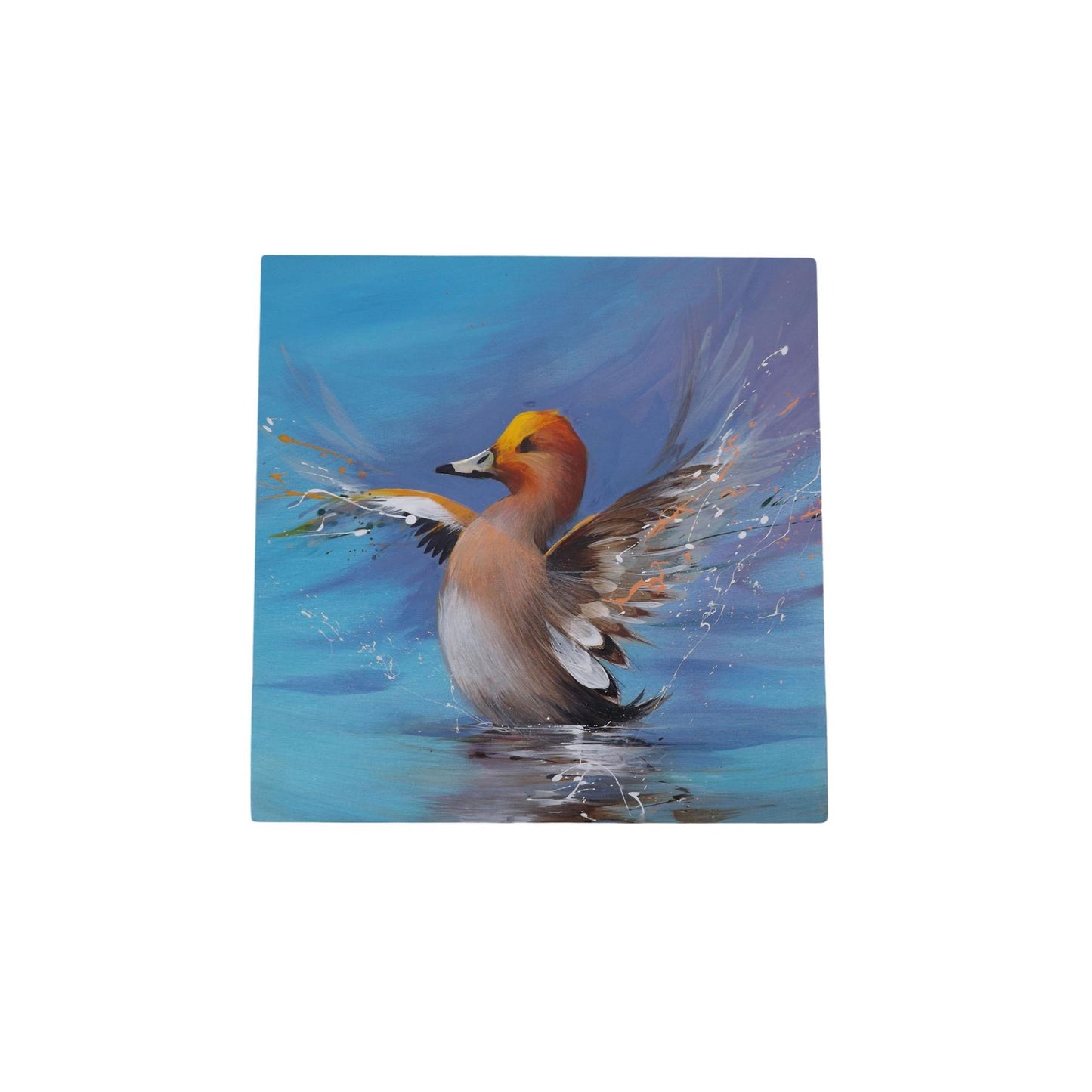 FLAPPING DUCKLING Ceramic Art Tile by D.FINNEY - 20X20 cm Wall Decor with Box
