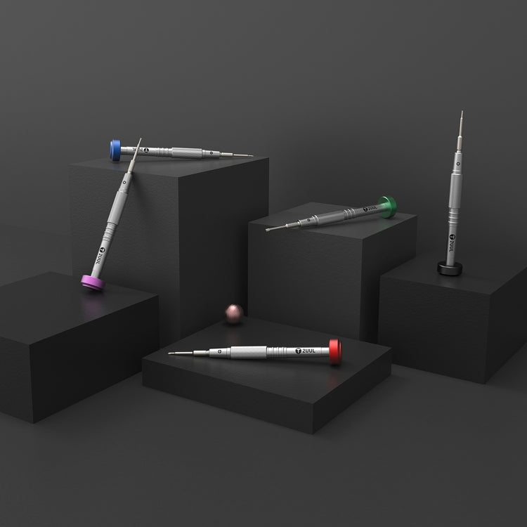 2UUL Colorful Flyshaft Screwdriver, Pentalobe 0.8mm, Corss 1.2/1.5, Convex Cross 2.5mm, Tri-point 0.6mm, Torx T2