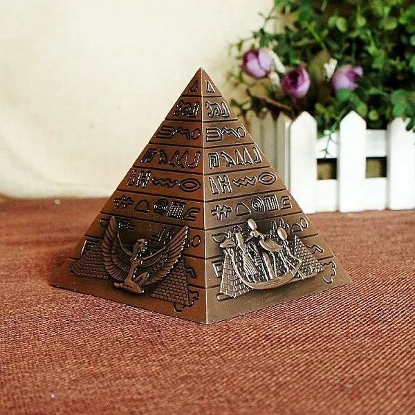 Egyptian Metal Pharaoh Khufu Pyramids Home Office Desktop Decor Figurine Pyramid Building Statue Miniatures Gift Souvenir