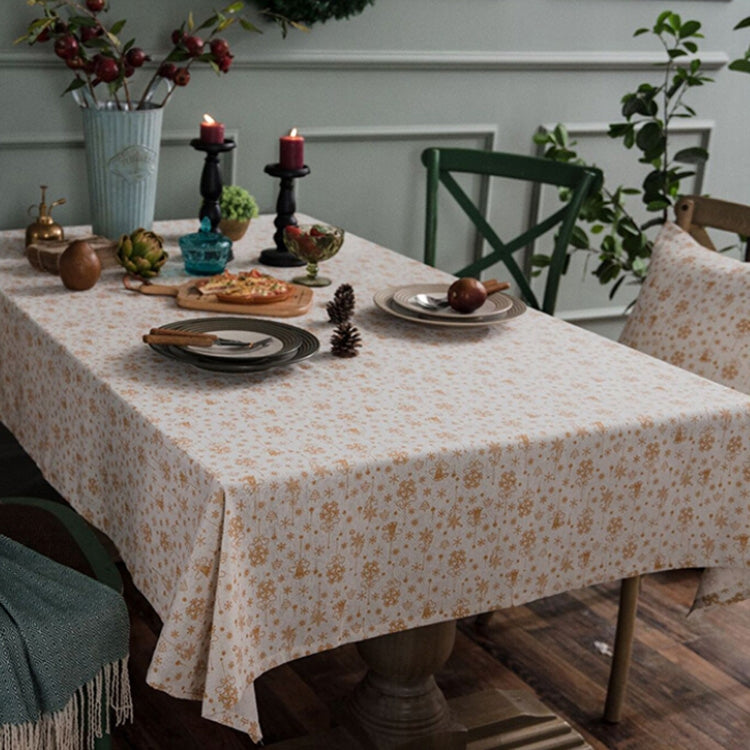 Linen Cotton Christmas Party Tablecloth Rectangle Bronzing Dinning Table Cover, 100x140cm, 140x140cm, 140x160cm, 140x180cm, 140x200cm, 140x220cm, 140x240cm, 140x260cm