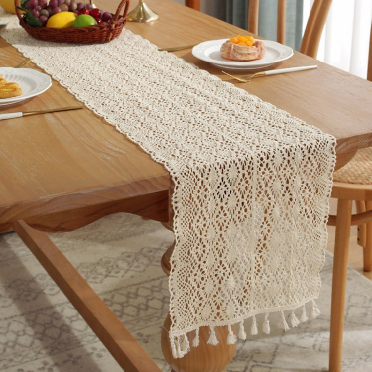 Widened And Stitched Rustic Knitted Hollow Tablecloth, 30x300cm