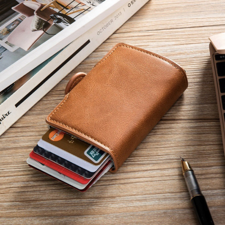 Automatic Pop-up Card Holder Metal Card Box RFID Credit Card Bank Card Box Wallet, GS-AL003 Black, GS-AL003 Coffee, GS-AL003 Brown, GS-AL003 Red, GS-AL003 Blue