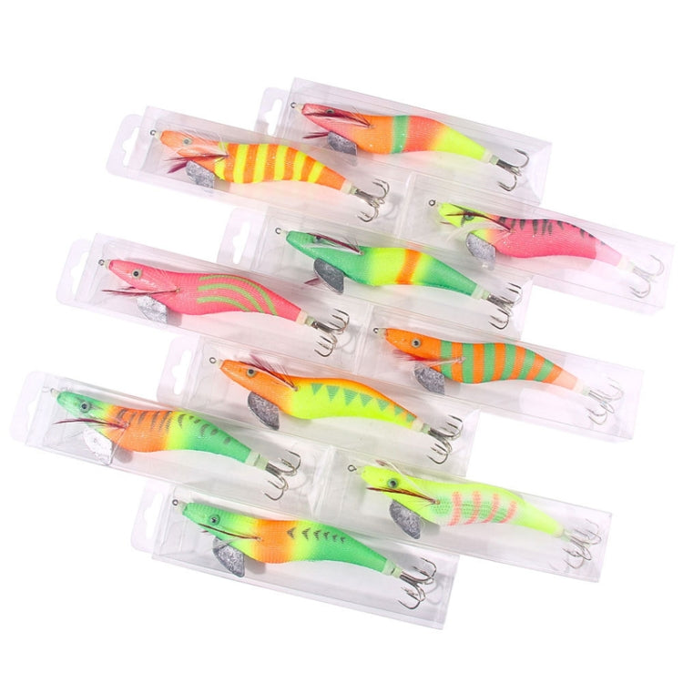 22colors /Set HENGJIA SJ059 Luminous Wooden Shrimp Dummy Bait Squid Hook Hard Bait