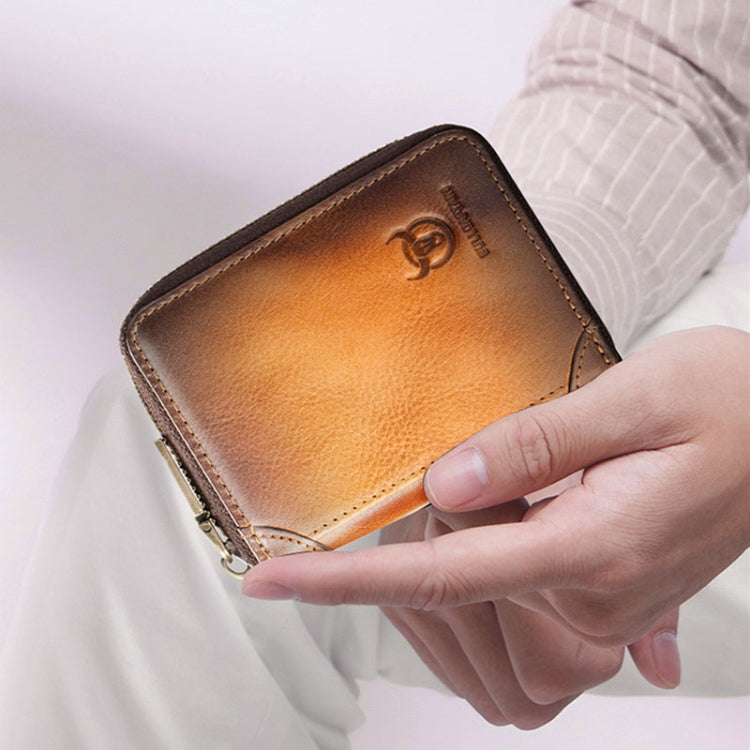 BULL CAPTAIN 475 RFID Anti-Theft Zipper Top-Layer Cowhide Multi-Card Slot Card Holder Wallet