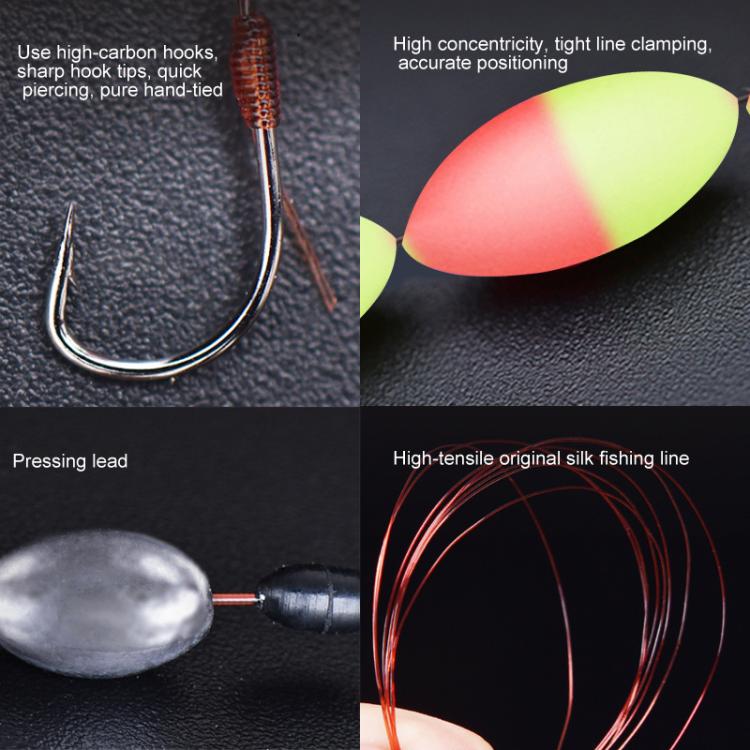 10pcs /Pack 3.6m Traditional Seven Star Fishing Float Line Set With Single Hook, 2.0