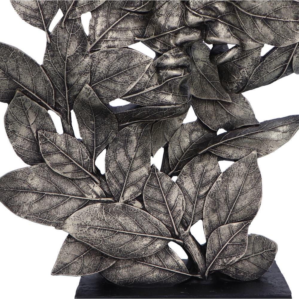 Kissing Couple Silver Leaf Statue Romantic Home Decor Modern Metallic Sculpture