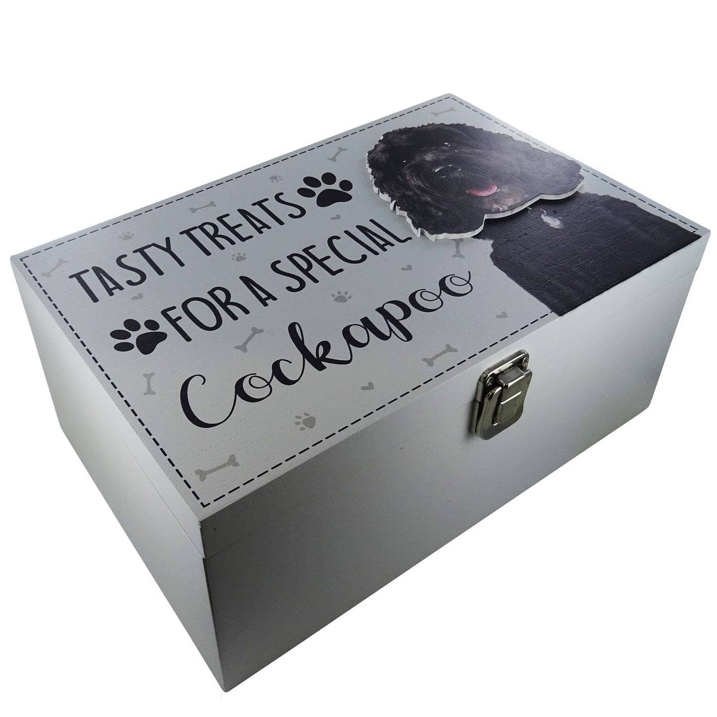 Tasty Treats Box for a Special Brown Cockapoo | Wooden Dog Treat Box for Pet Lovers-Osiris Craftworks