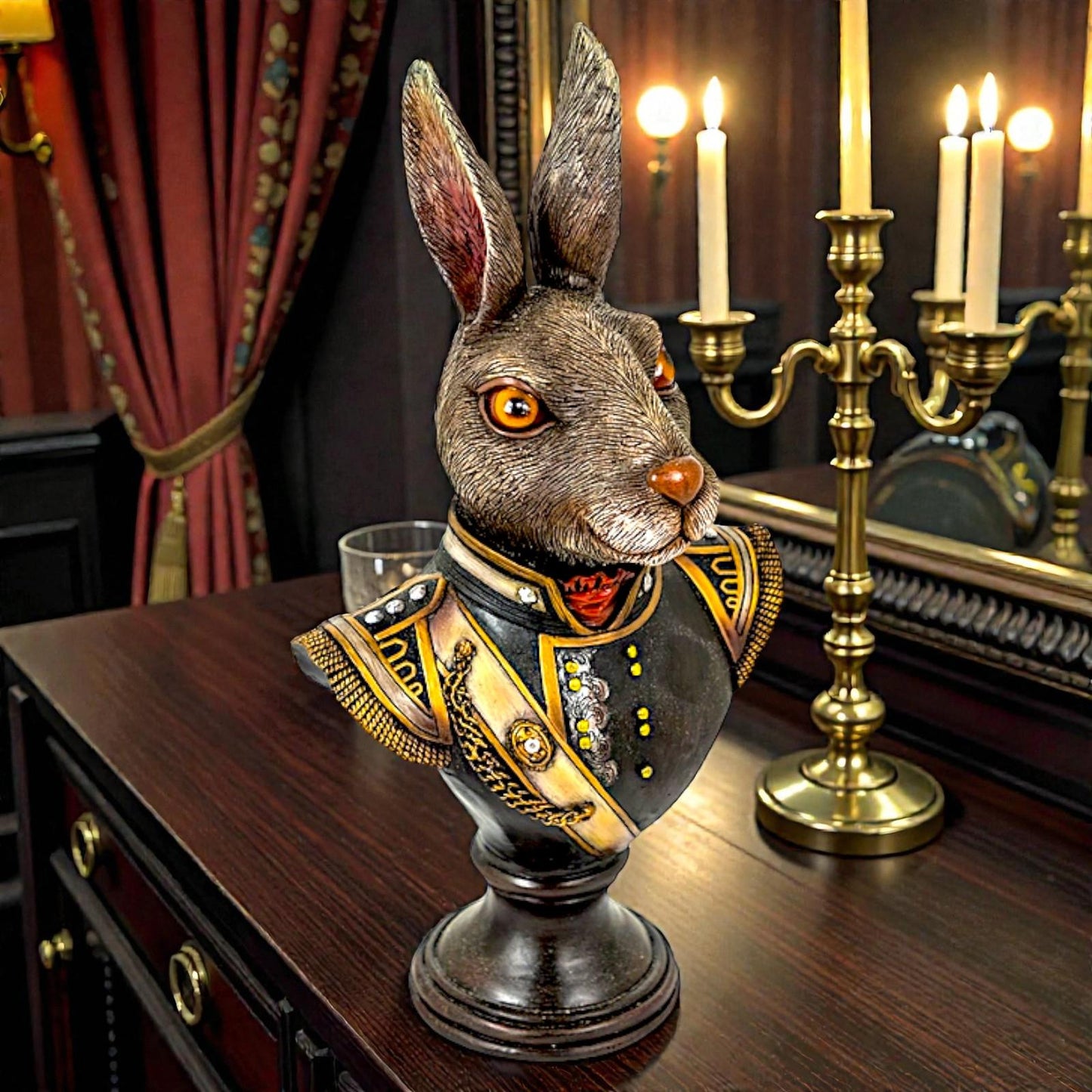 Steampunk Gentry Rabbit Bust Hare Figurine Regal Victorian Style Art Sculpture