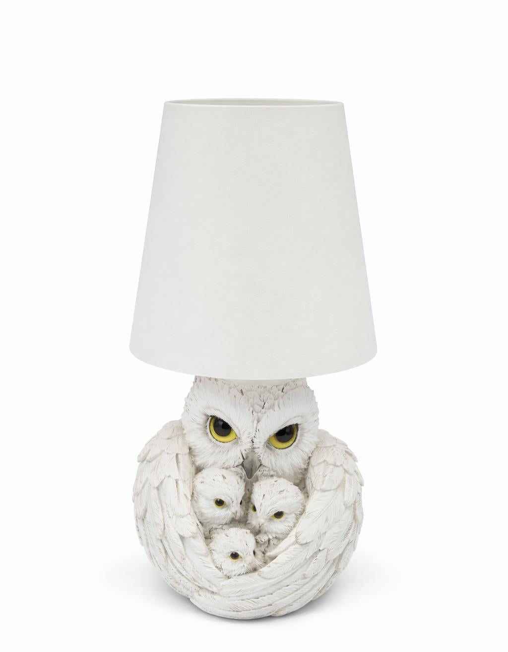 Snow Owl Family LED USB Bedside Lamp Wildlife Night Light Decorative Home Art