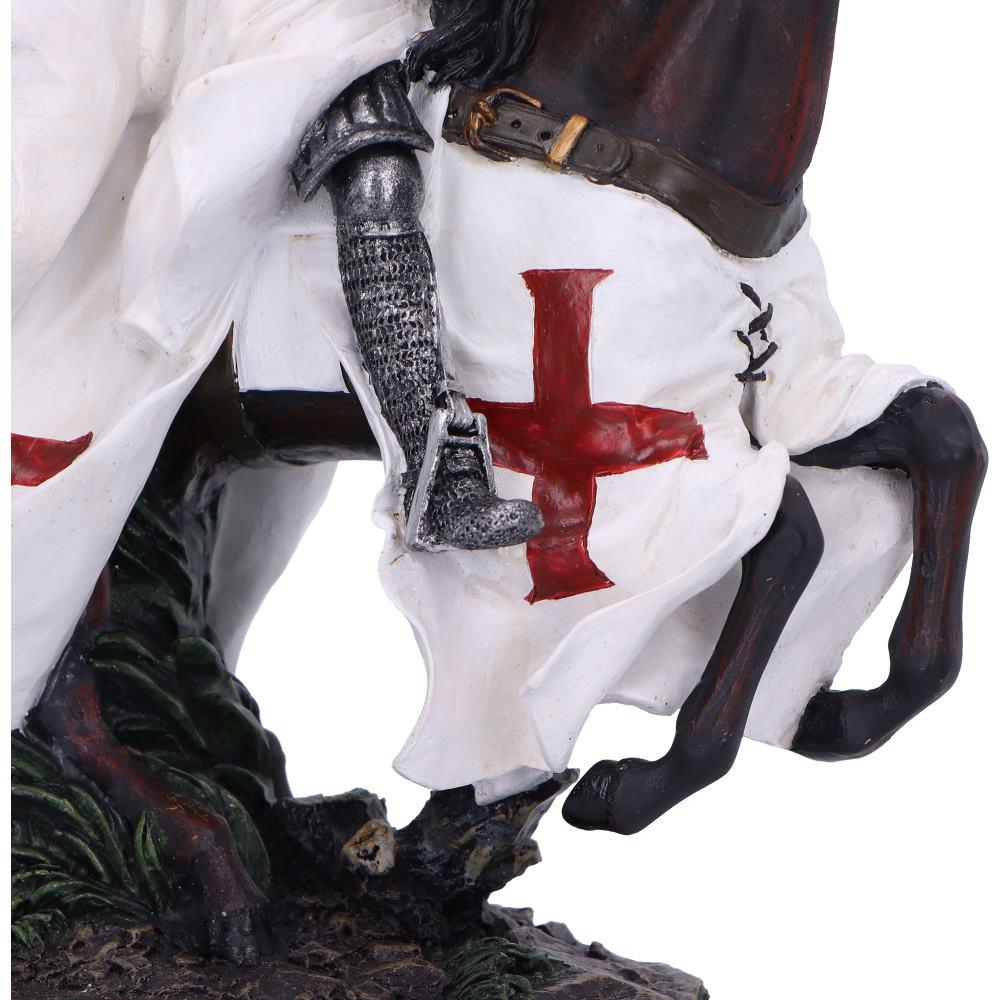 Medieval Templar Knight Statue Crusader Warrior Sculpture Historical Horse Rider