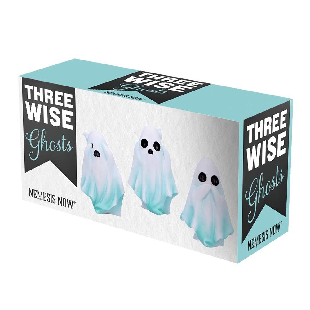 Spooky Ghost Figurine Set Hear No, Speak No, See No Evil Halloween Figurines