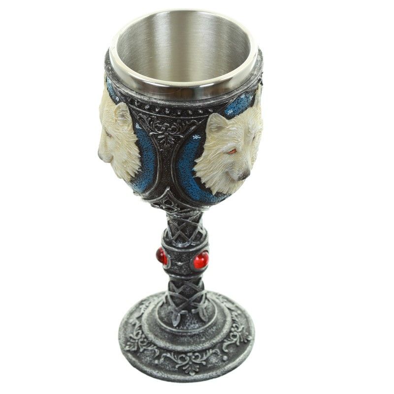Decorative White Wolf Goblet