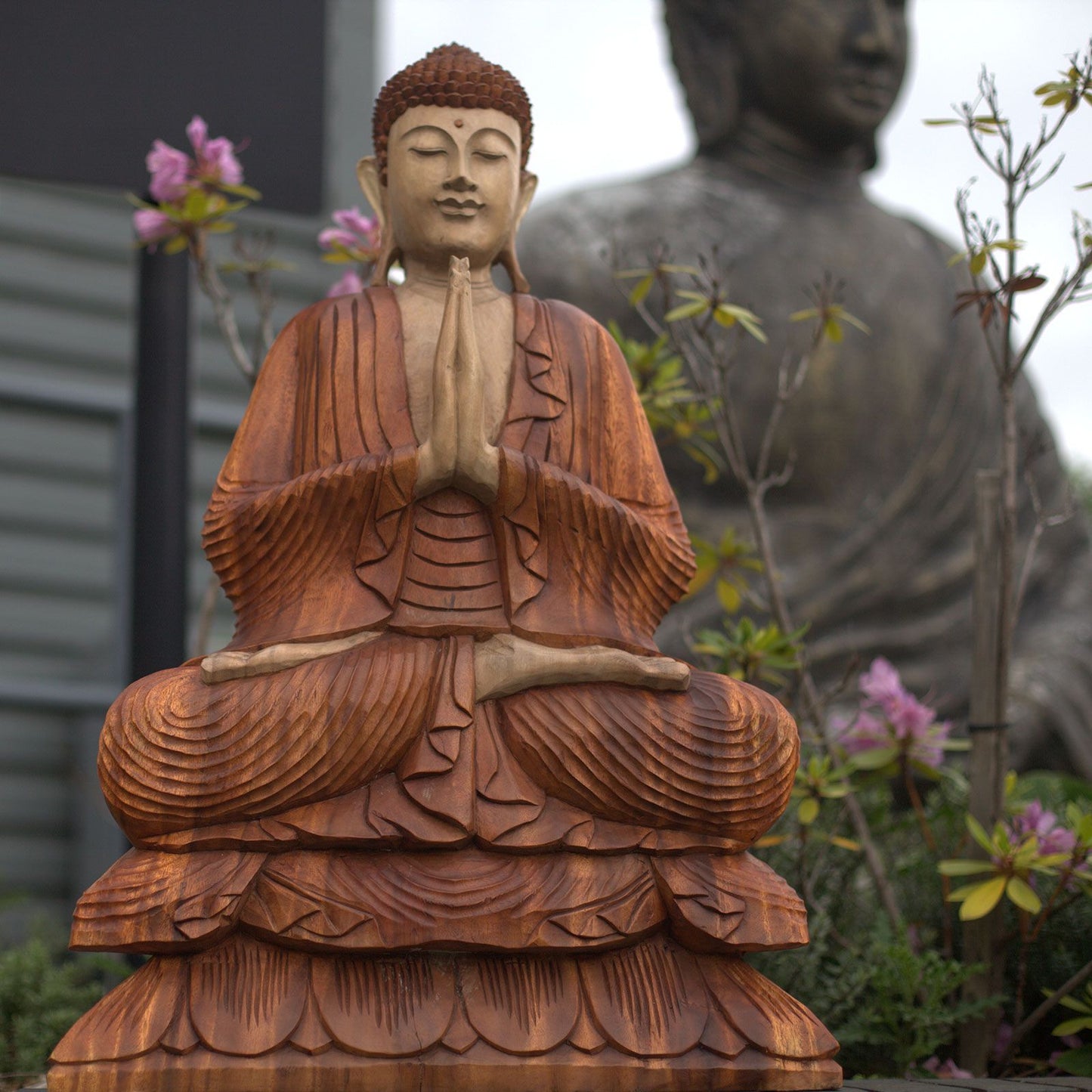 Hand Carved Buddha Statue - 80cm Welcome