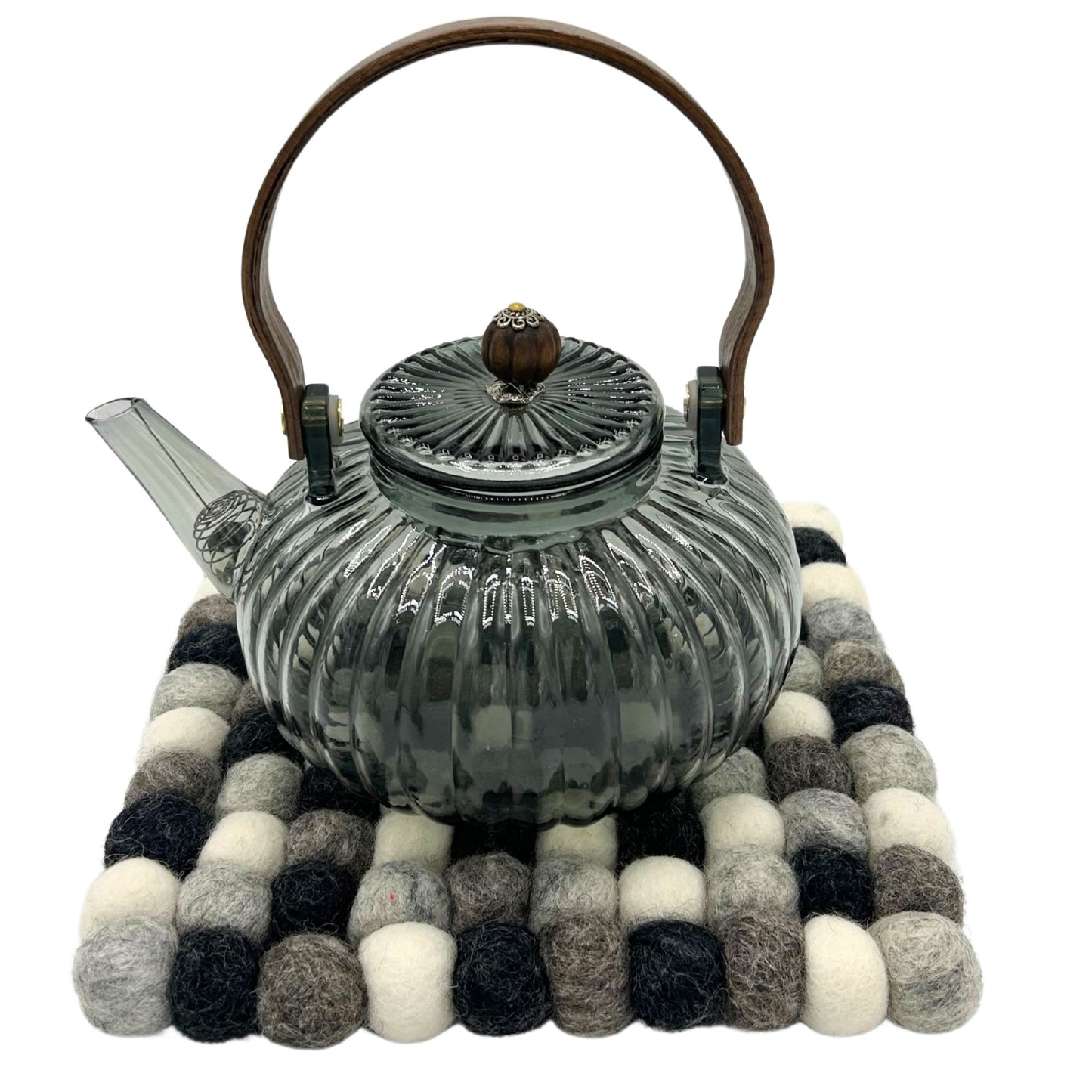 Felt Ball Square Placemat -Multi Grey Colour