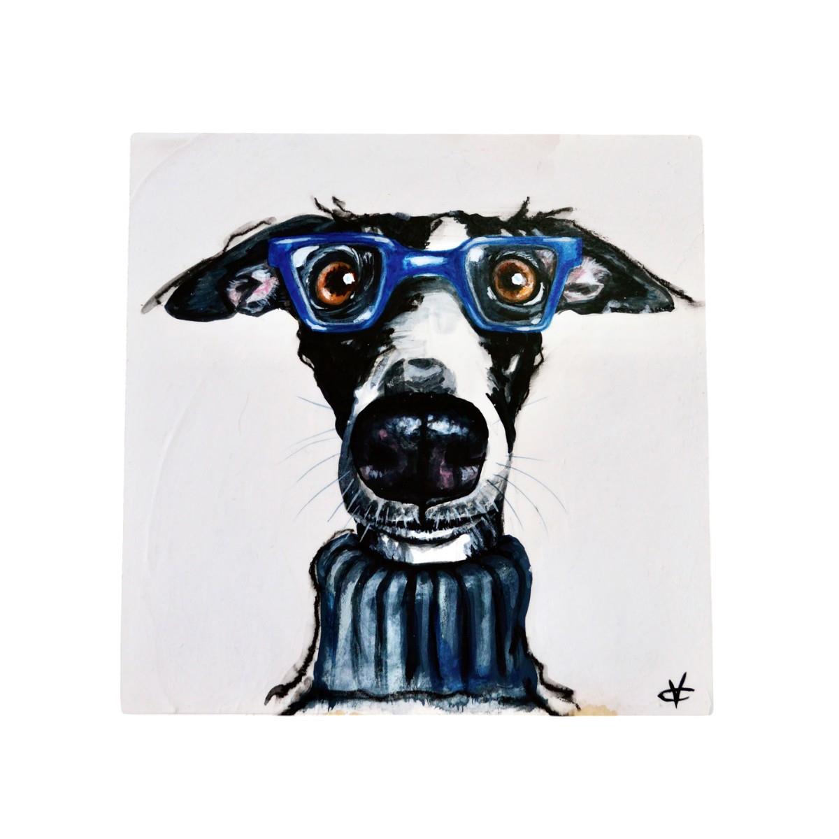 Reggie Ceramic Art Tile by Victoria Coleman | Unique 20x20cm Wall Art Ready to Hang | Quirky Home Decor