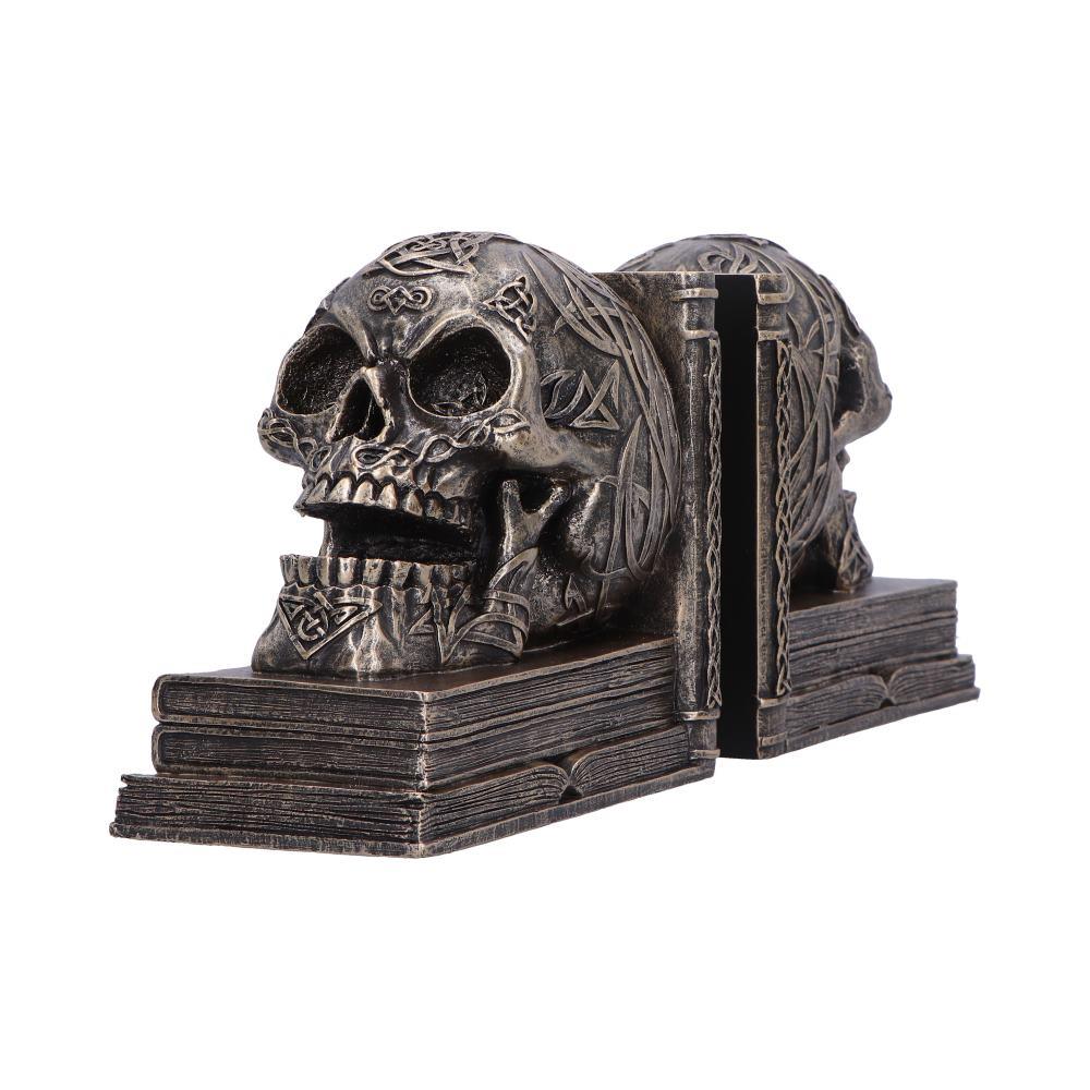 Celtic Skull Bookends Bronze Finish Decorative Shelf Decor Gothic Horror Ornaments