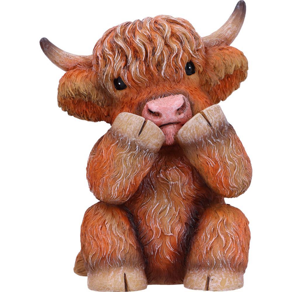 Highland Cow Three Wise Statues Cute Farm Animal Figurines Scottish Gift Home