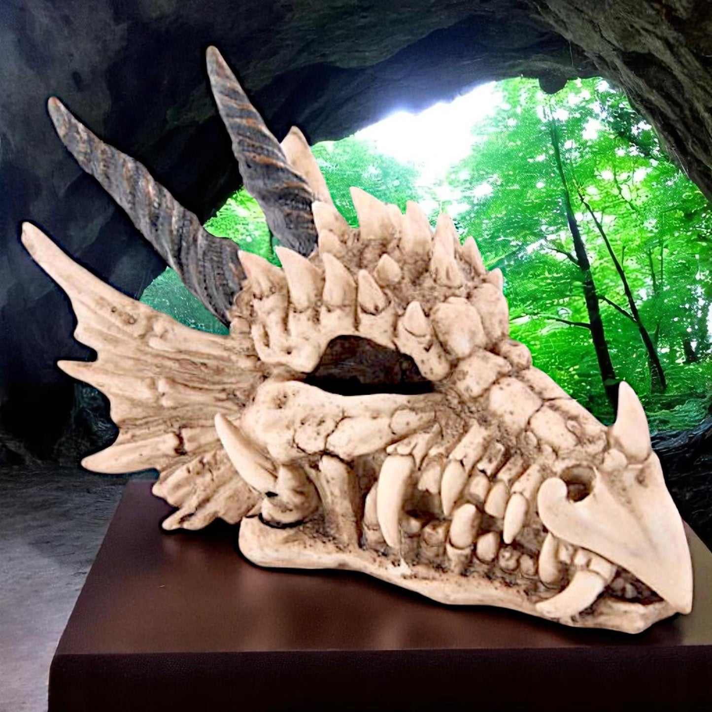 Fantasy Dragon Skull Money Box | Gothic Resin Coin Bank 19cm | Mythical Beast Home Decor Gift