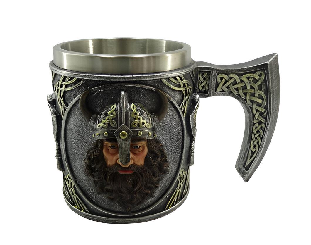 Medieval Viking Tankard with Axe Handle Norse Warrior Mug Beer Stein Fantasy
