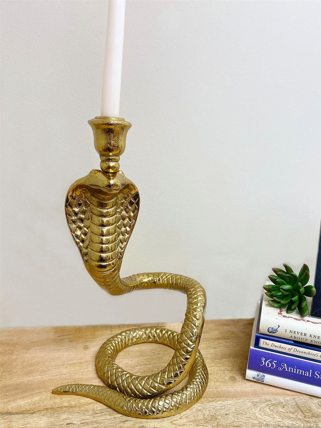 Gold Snake Candlestick Holder - Coiled Cobra Design - Unique Serpent Home Decor