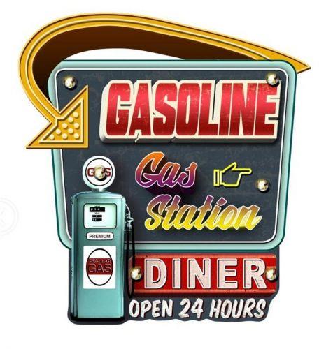 Vintage Metal 3D LED Logo Sign Dinner Gas Station Garage Man Cave Wall Plaque