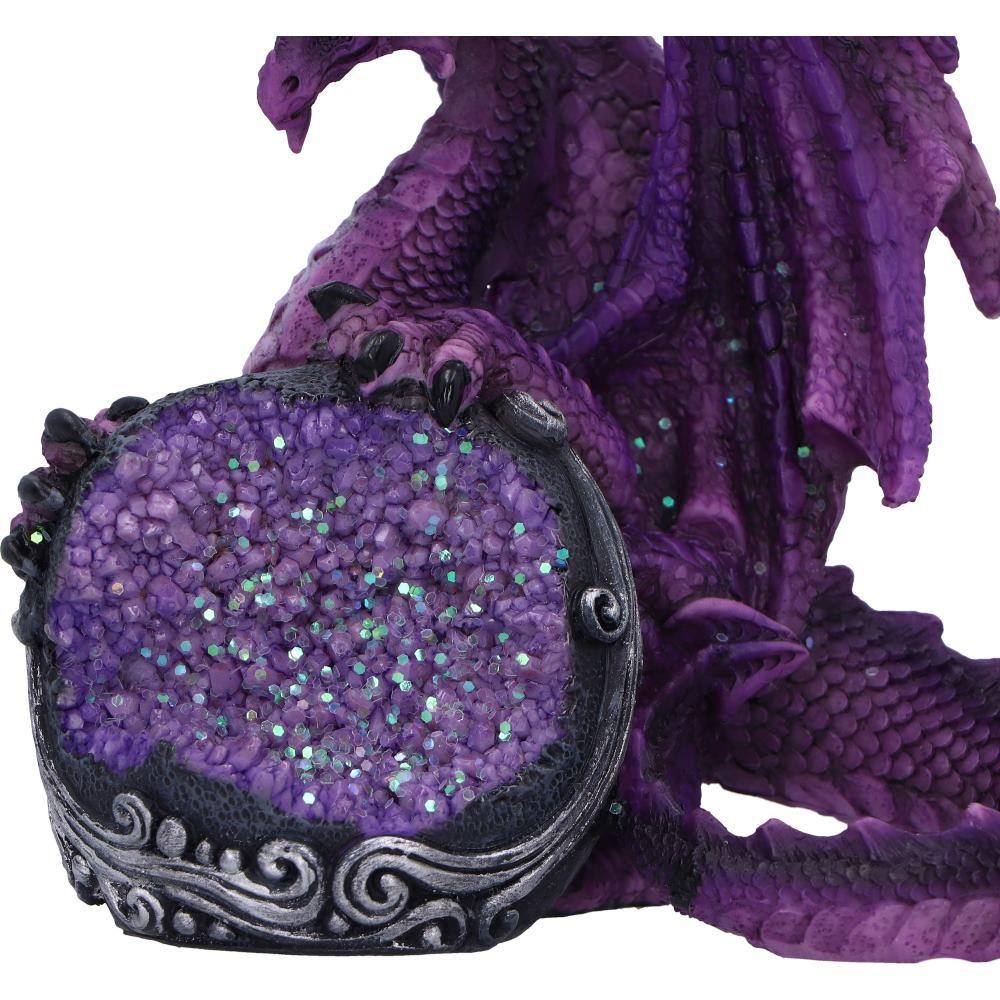 Mystical Purple Dragon Figurine with Glitter Geode Fantasy Ornament Collectors Gift