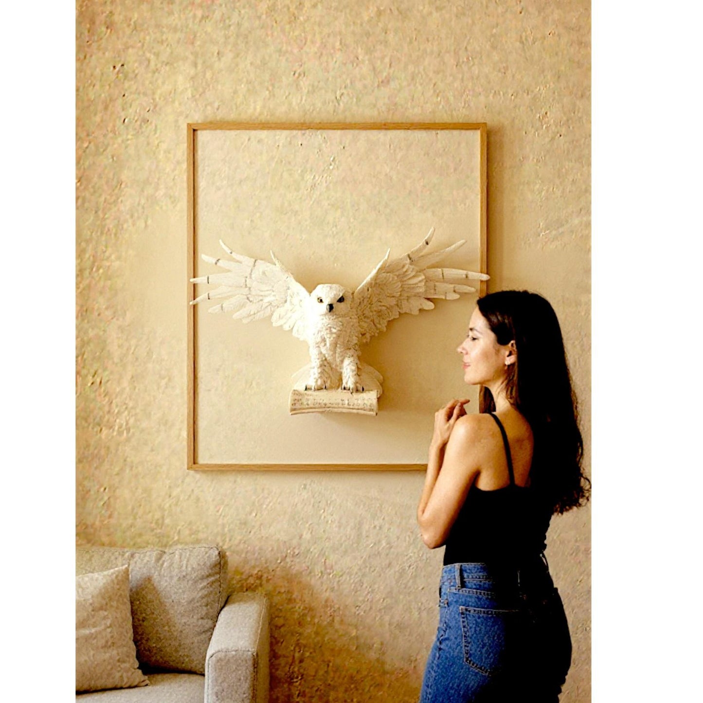 Magical Owl Wall Statue Hanging Fantasy Gothic Bird Ornament Collectible Decor