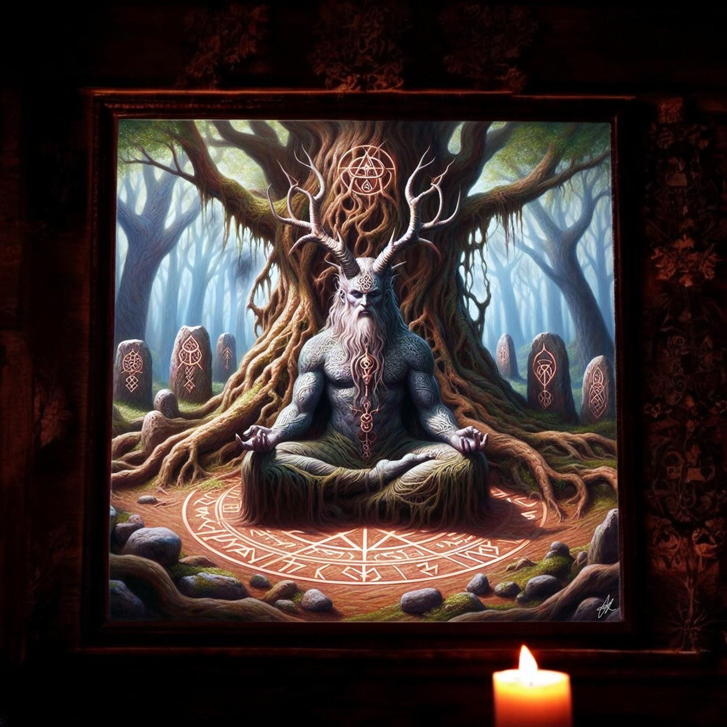 Ceramic Baphomet Art Tile Plaque | Gothic Decor Pagan Design 20cm x 20cm New