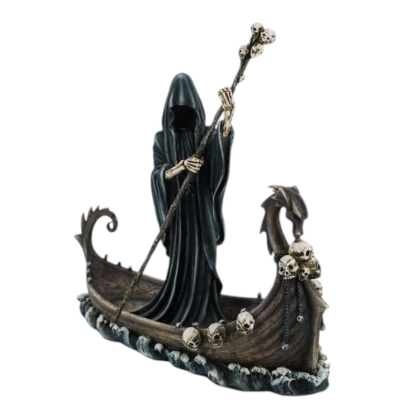 Reaper Ferryman Resin Statue Dark Fantasy Figurine Skull Decor Gothic Home Ornament