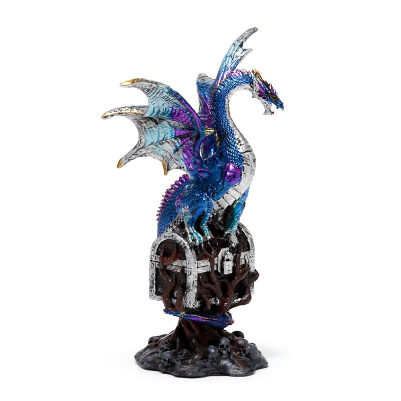 Blue Dragon Guardian Figurine - Gothic Fantasy Resin Sculpture Decor 19cm