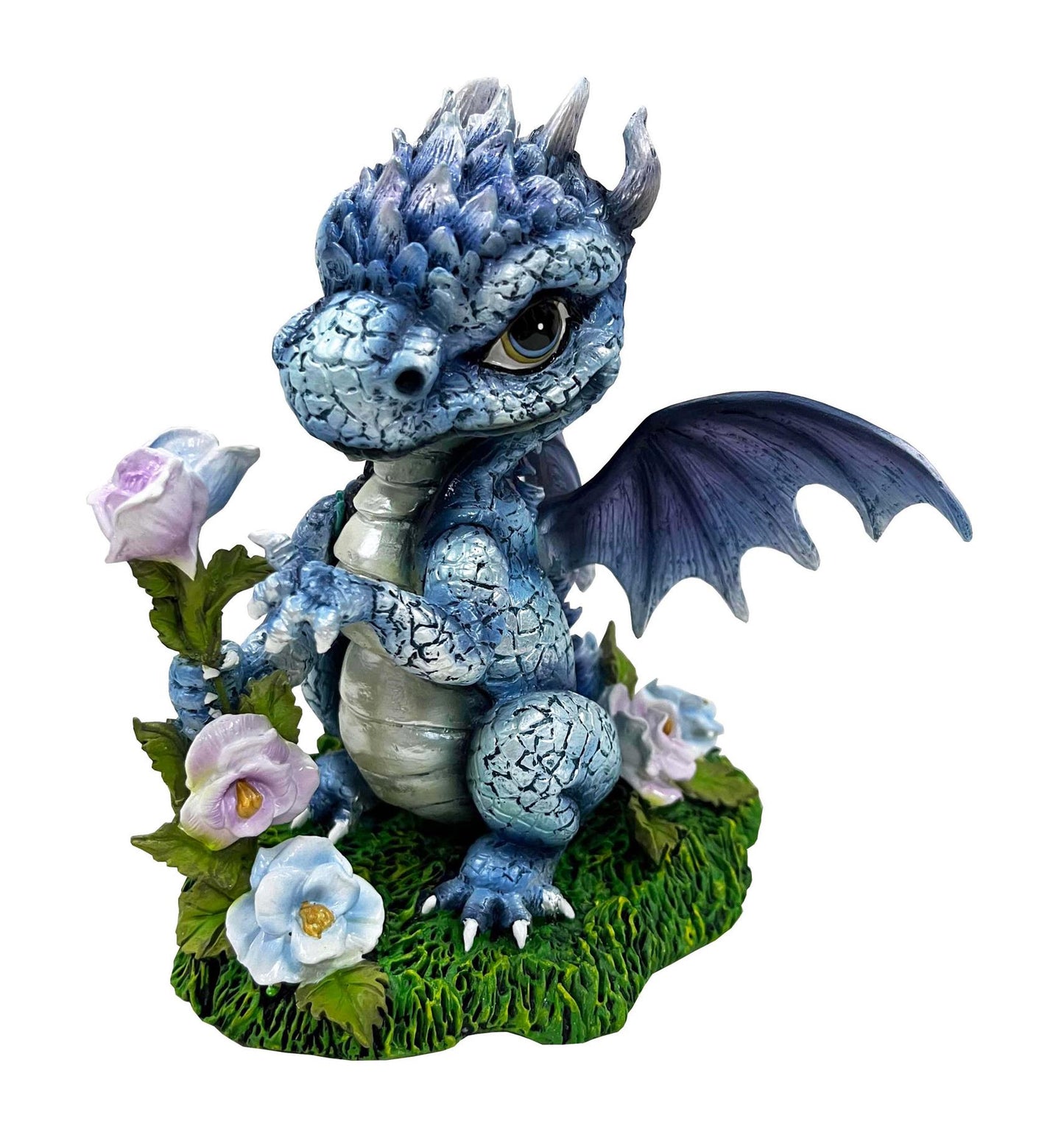 Fantasy Dragon Ornament Blue Resin Baby Dragon Figurine Gothic Collectible 13.5 cm
