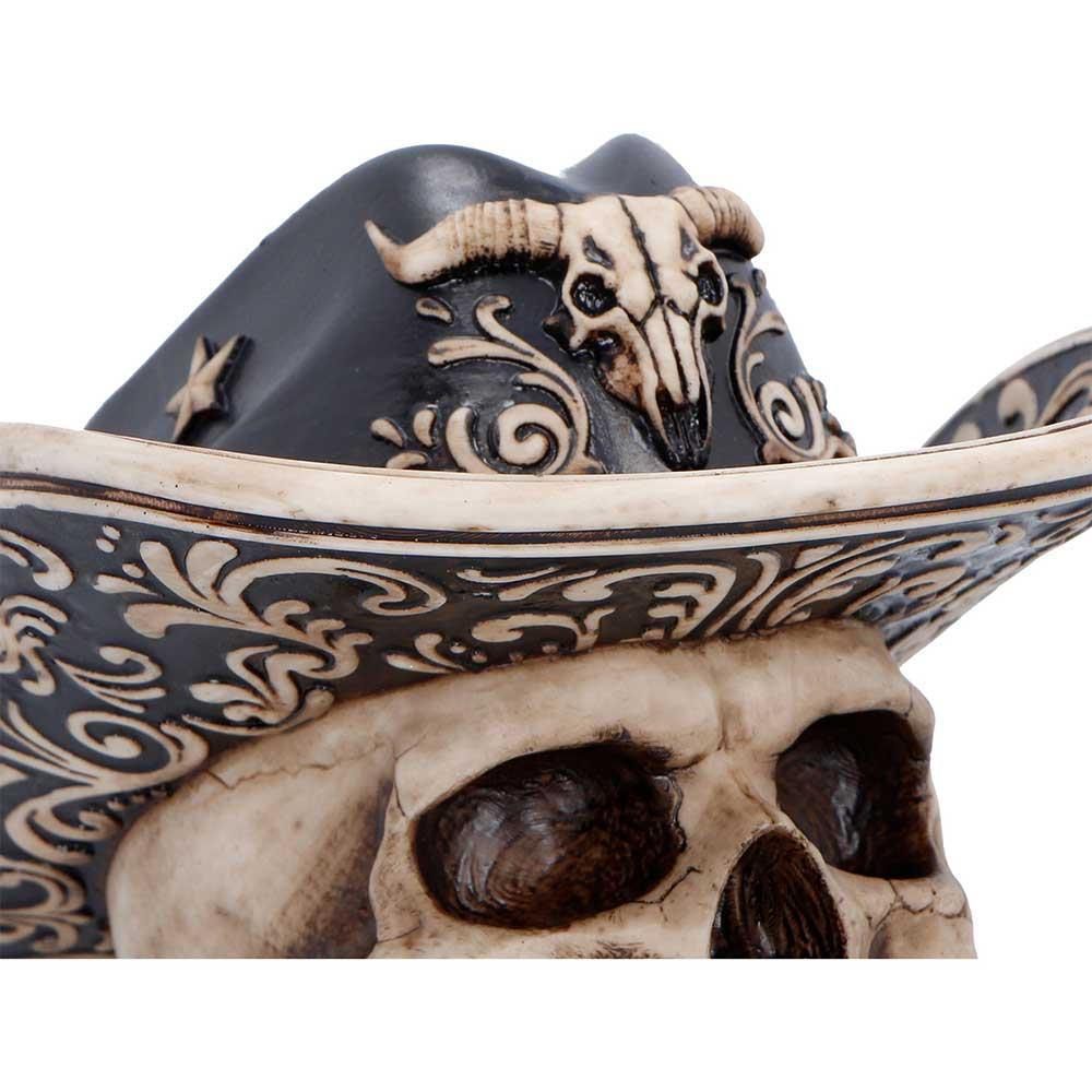 Cowboy Skull Statue Figurine Ornament Sculpture Wild West Gothic Home Decor