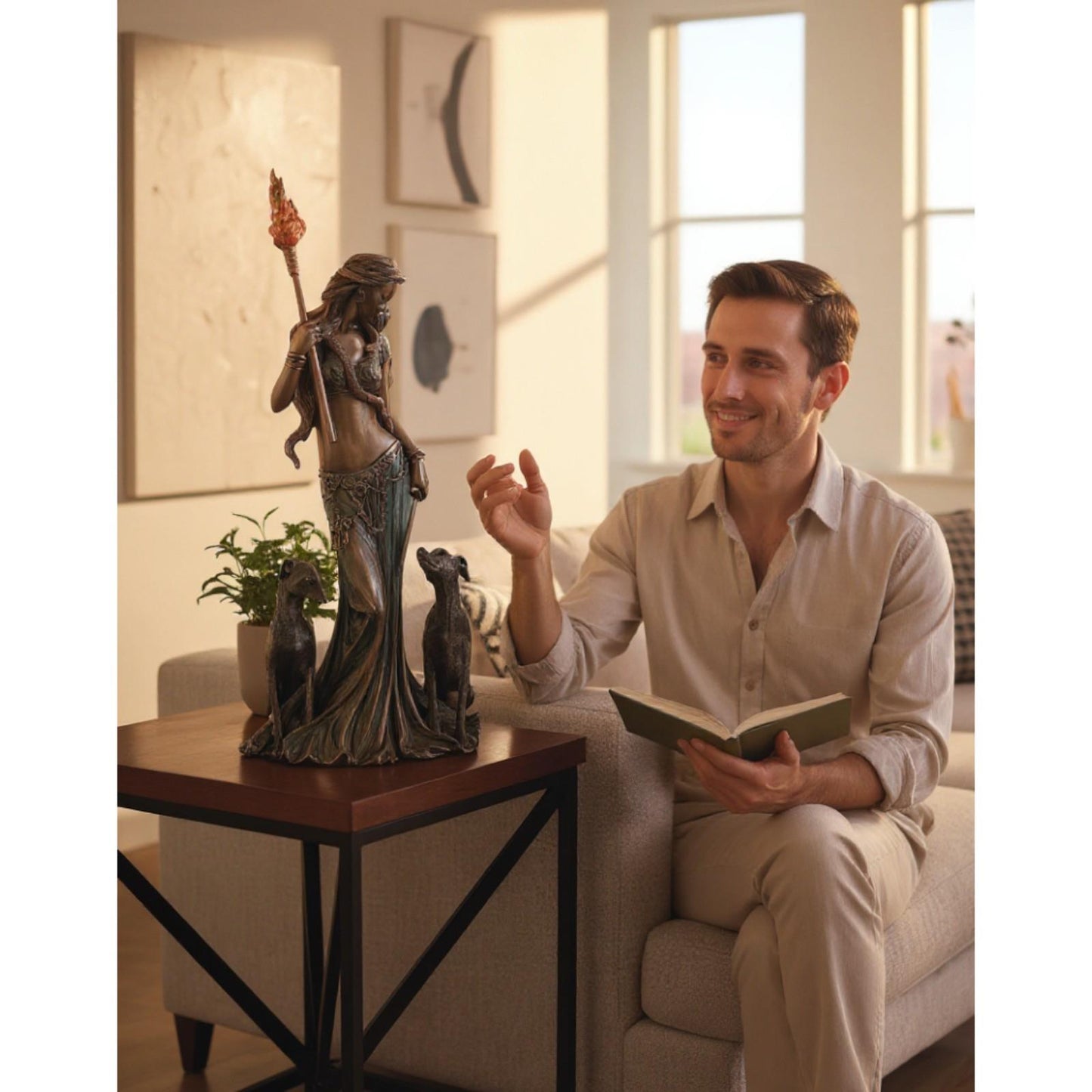 Hekate Goddess Statue Greek Mythology Pagan Wiccan Witchcraft Figurine Triple Moon Deity Decor