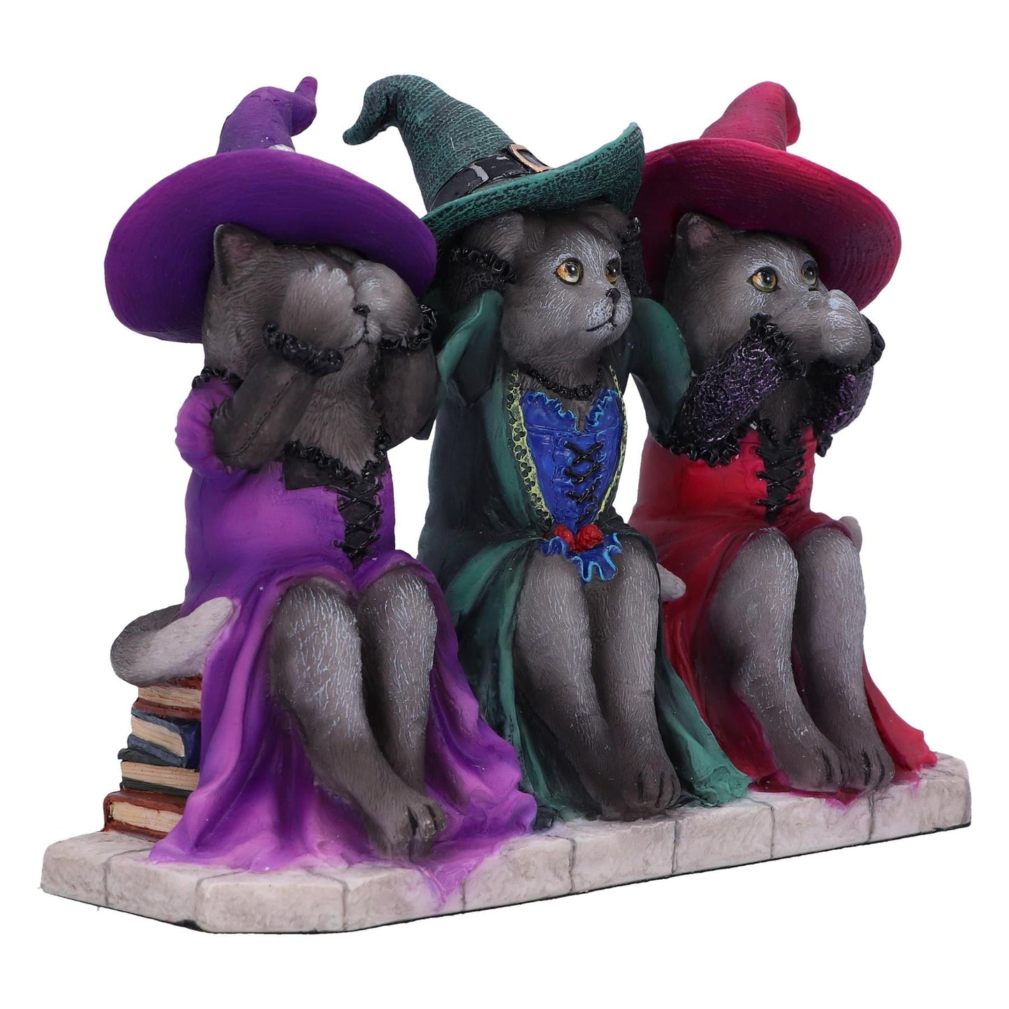 Three Wise Witchy Kittys Ornament – 15.3cm Gothic Cat Decor