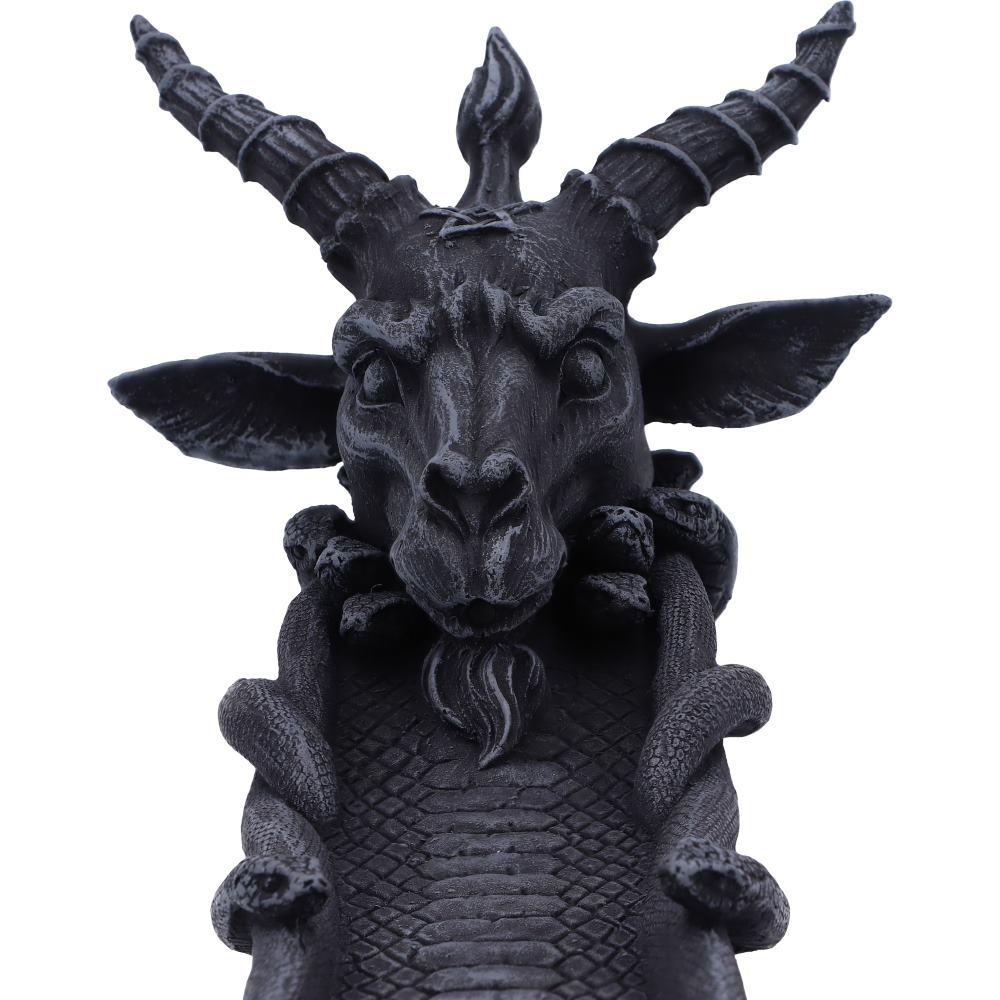 Dark Pagan Baphomet Incense Tray | Serpent Wrapped Goat Head Resin Burner Decor