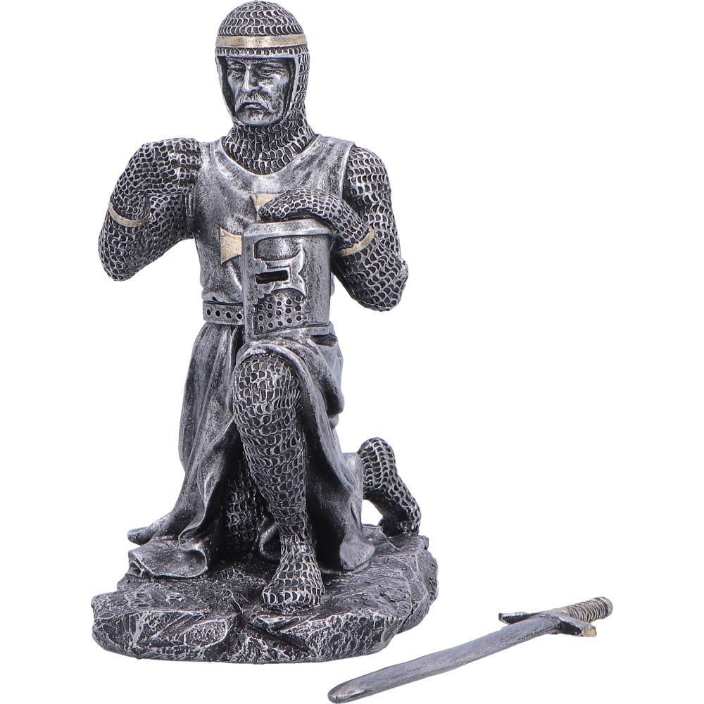 Medieval Knight Soldier Pledge Statue Figurine Ornament Kneeling Warrior Sword