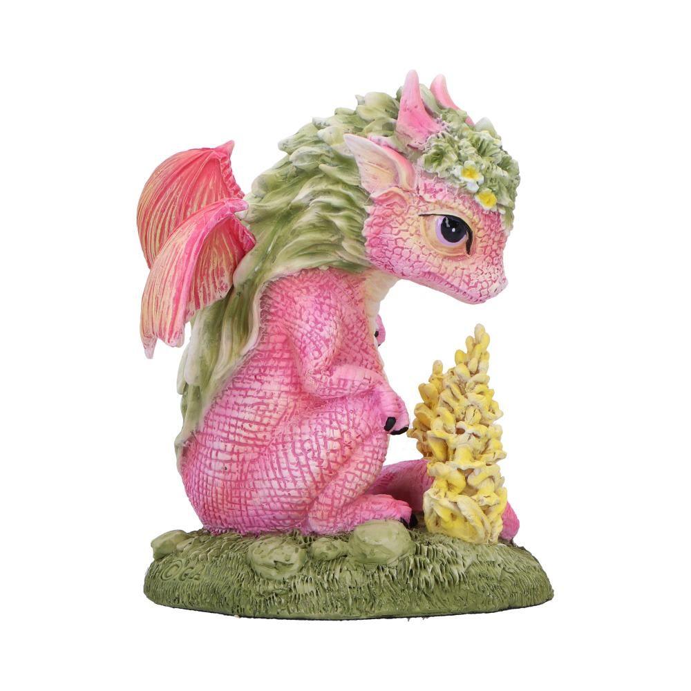 Adorable Pink Dragon Figurine Collectable Statue Floral Accents Ornament