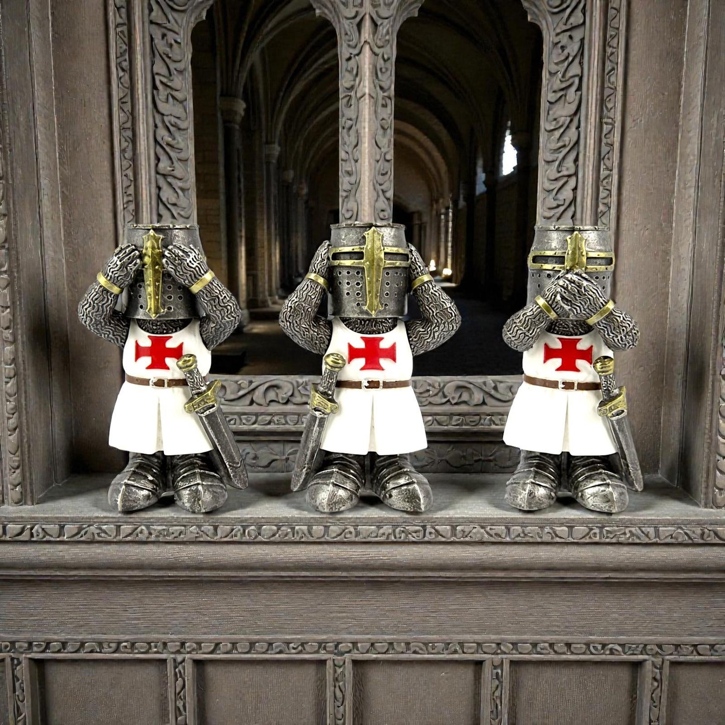 Templar Knight Three Wise Warriors Medieval Gothic Crusader Ornament Set