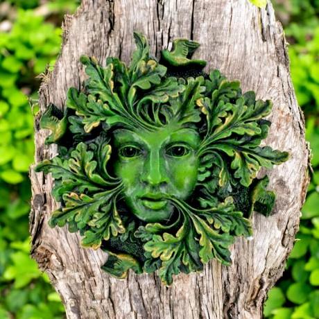 Green Man Green Spirit Garden Wall Plaque - Frost Proof Outdoor & Indoor Decor - 13cm