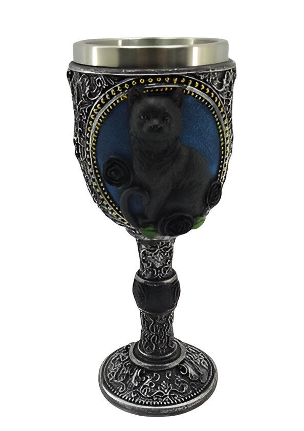 Gothic Black Cat Drinking Goblet Wiccan Chalice Resin Wine Cup Witchcraft Decor