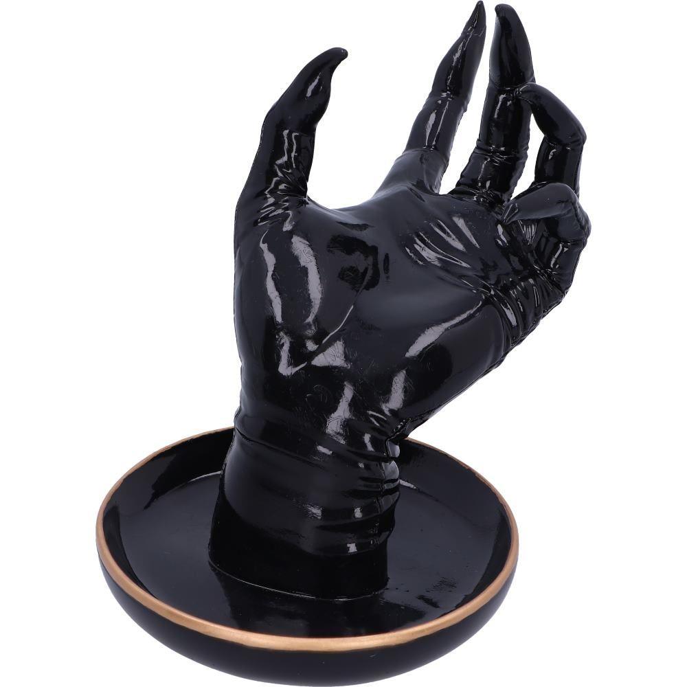 Gothic Black Hand Jewellery Holder 18.2cm | Glossy Resin Finish for Rings, Bracelets & Accessories