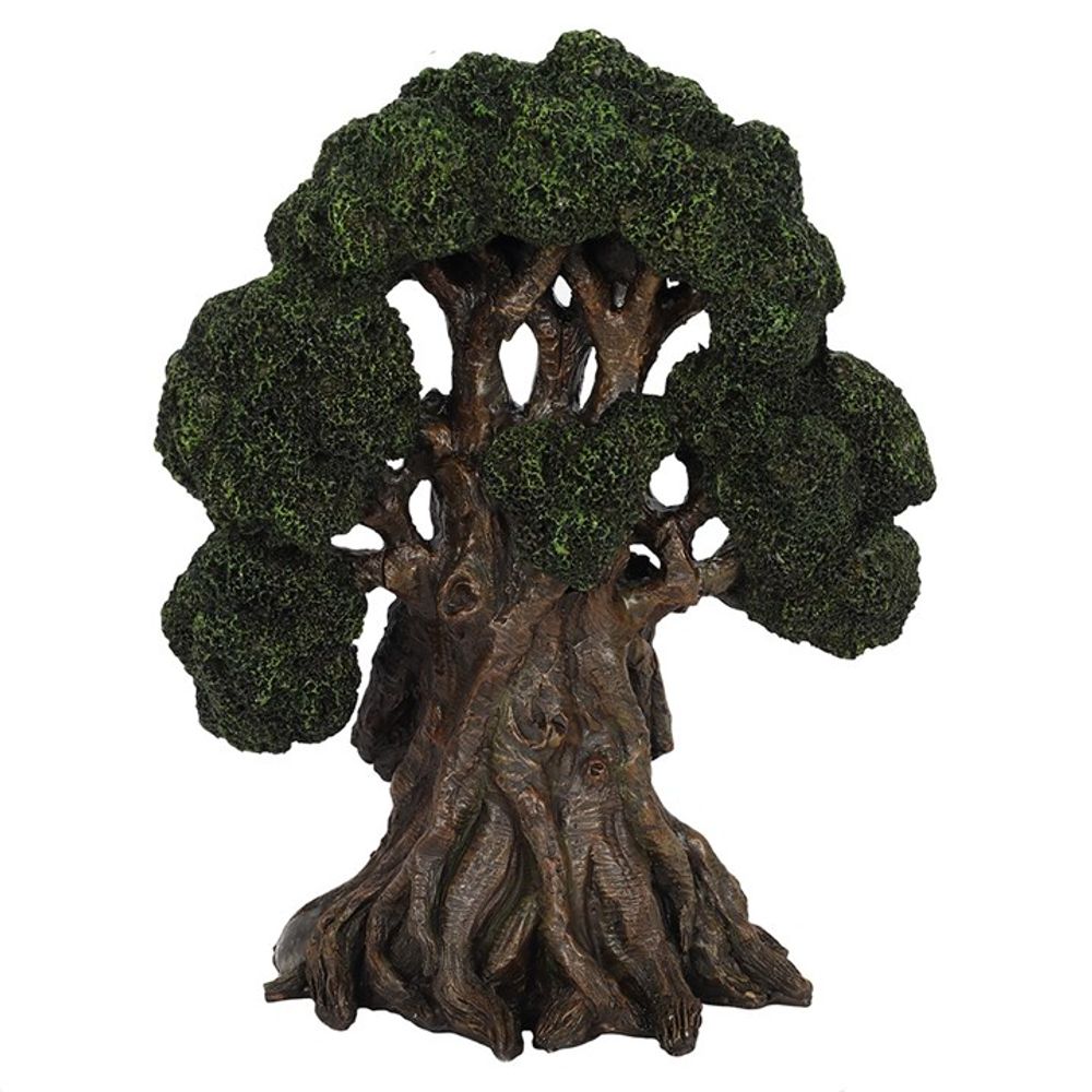Intricate Green Man Tree Sculpture with Bird & Nest - Symbol of Rebirth | 32cm