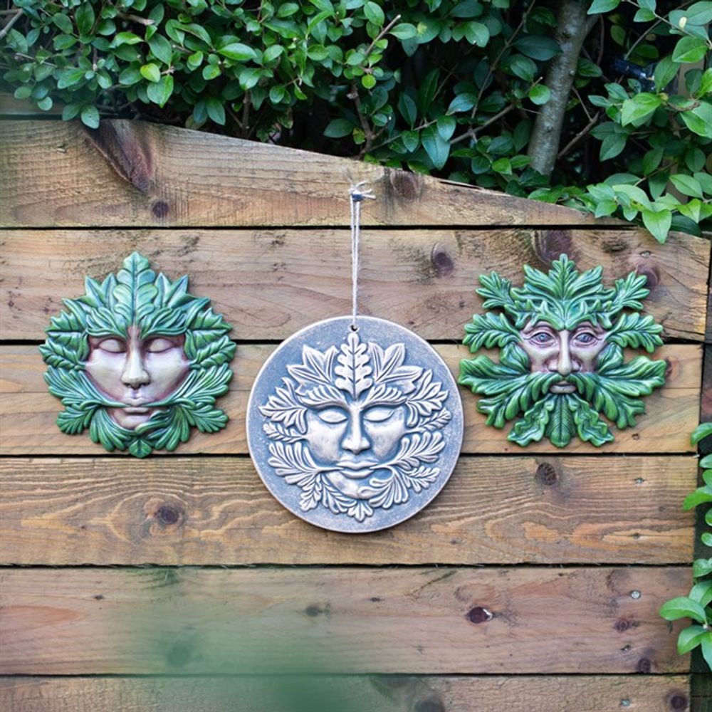 Green Man Wall Plaque Pagan Decor | Indoor Outdoor Leafy Face Wall Art 18.5cm